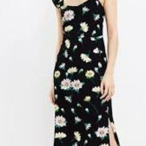 Ann Taylor Loft Floral Ruffle Strap Midi Dress